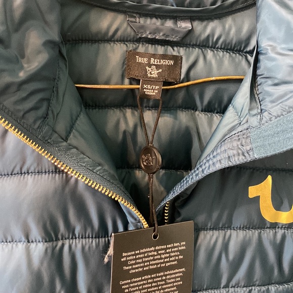 🦚True Religion - Ink Blue Puffer Jacket XS 💙 - Picture 5 of 7